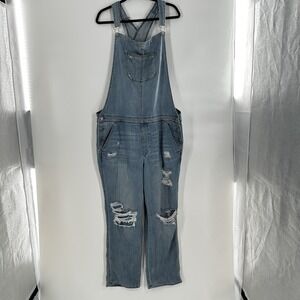 American Eagle Outfitters Blue Distressed Women Jeans Overalls